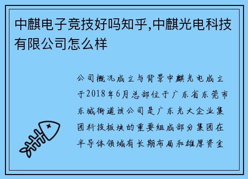 中麒电子竞技好吗知乎,中麒光电科技有限公司怎么样